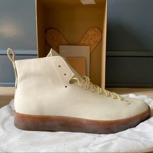 Brand New Hand Sewn Hi Feit White Leather Sneakers